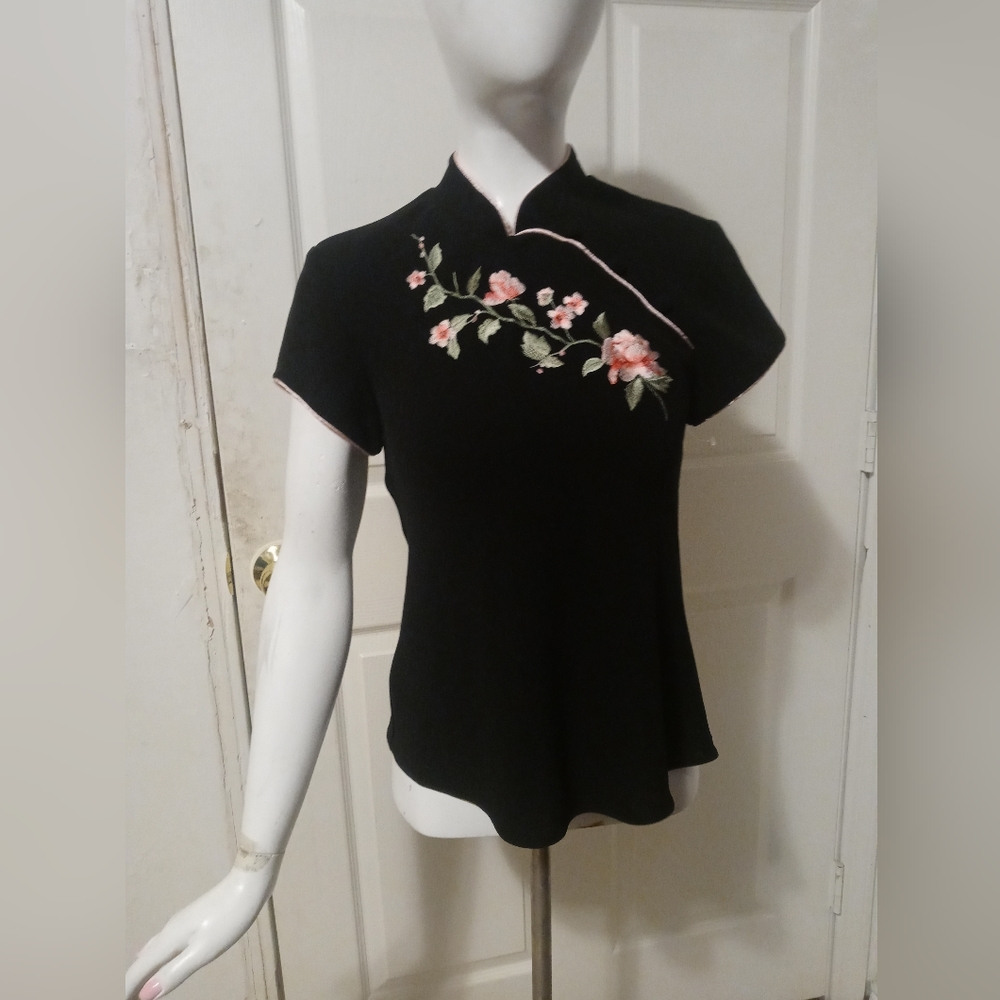 SL Fashions Petites Chinese Styled Top Size 6P